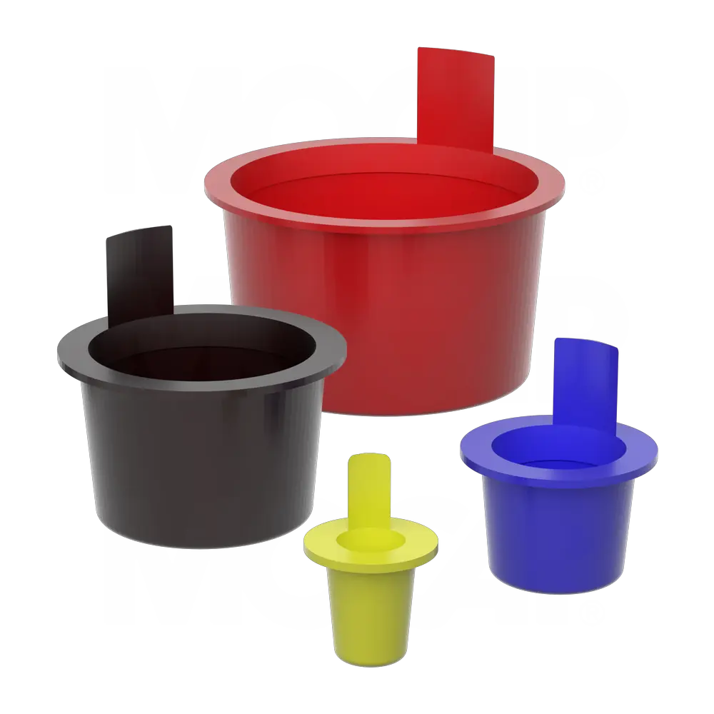 thumbnail image 2 of Tapered Outside Pull Plug Caps - OD 14.7-16.9mm(0.580-0.667"), Flange OD 20.6mm(0.810"), LEN 12.7mm(0.500") - Red LDPE 2 of 6